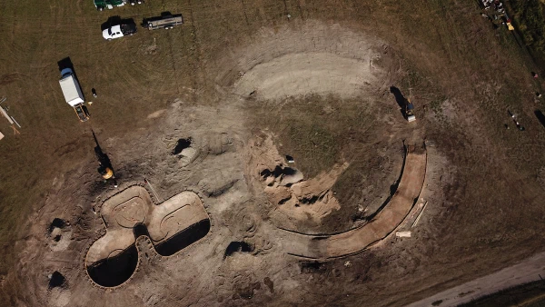 Overhead shot of the whole skate park